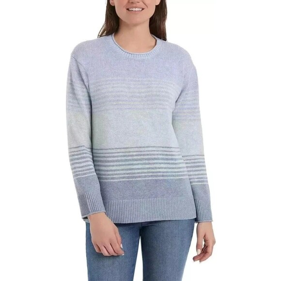 Ella Moss Sweater Blue Knit Striped Casual Blouse Shirt Winter Womens Size XL - Picture 5 of 10